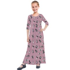 Insects pattern Kids  Quarter Sleeve Maxi Dress