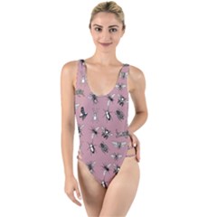 Insects pattern High Leg Strappy Swimsuit