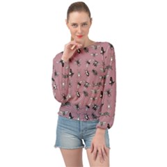 Insects pattern Banded Bottom Chiffon Top