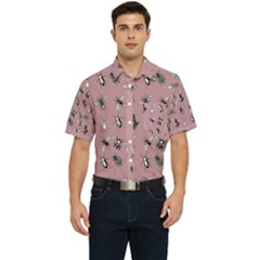 Insects pattern Men s Short Sleeve Pocket Shirt 