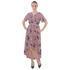 Insects pattern Front Wrap High Low Dress