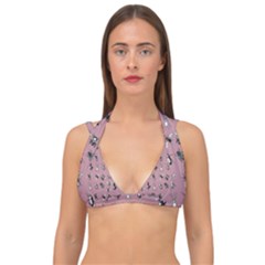 Insects pattern Double Strap Halter Bikini Top