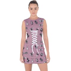 Insects pattern Lace Up Front Bodycon Dress