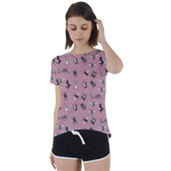 Insects pattern Short Sleeve Open Back Tee