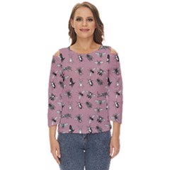 Insects pattern Cut Out Wide Sleeve Top