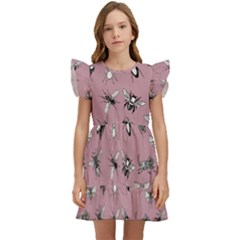 Insects pattern Kids  Winged Sleeve Dress