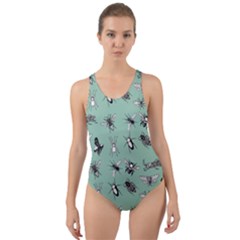 Insects Pattern Cut-out Back One Piece Swimsuit by Valentinaart
