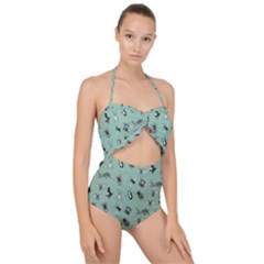 Insects Pattern Scallop Top Cut Out Swimsuit by Valentinaart