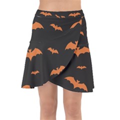Bat Pattern Wrap Front Skirt by Valentinaart