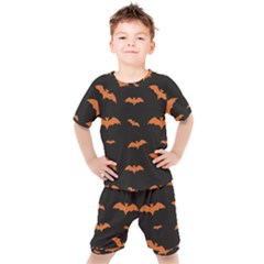 Bat Pattern Kids  Tee And Shorts Set by Valentinaart