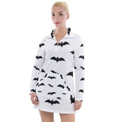 Bat Pattern Women s Long Sleeve Casual Dress by Valentinaart