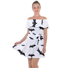 Bat Pattern Off Shoulder Velour Dress by Valentinaart