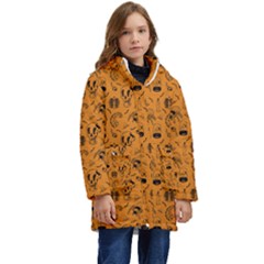Halloween  Kid s Hooded Longline Puffer Jacket by Valentinaart