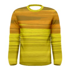 Yellow And Gold Horizontal Stripes - Abstract Art Men s Long Sleeve Tee by KorokStudios