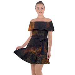 Sunset Forest Fall Sunbeams Nature Off Shoulder Velour Dress by danenraven