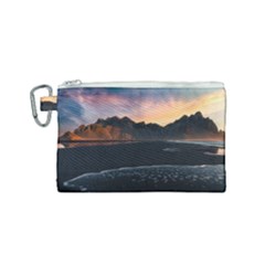 Beach Volcano Ocean Sunset Sunrise Iceland Canvas Cosmetic Bag (small) by danenraven