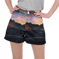 Beach Volcano Ocean Sunset Sunrise Iceland Ripstop Shorts by danenraven