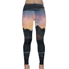 Beach Volcano Ocean Sunset Sunrise Iceland Lightweight Velour Classic Yoga Leggings