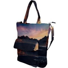 Beach Volcano Ocean Sunset Sunrise Iceland Shoulder Tote Bag by danenraven