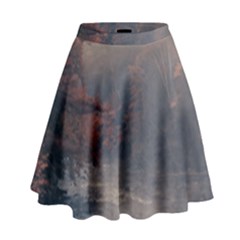 Morning River Forest Autumn Misty Morning Stream High Waist Skirt by danenraven