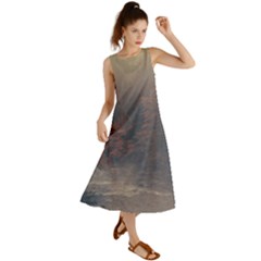 Morning River Forest Autumn Misty Morning Stream Summer Maxi Dress by danenraven