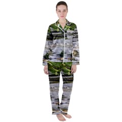 Bach Water Landscape Nature Forest Summer Sun Satin Long Sleeve Pajamas Set