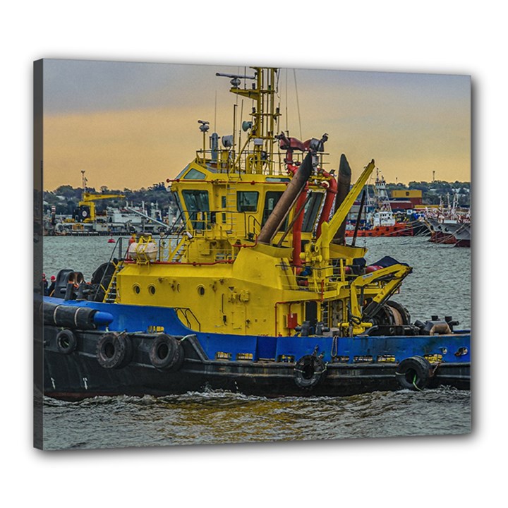 Tugboat Sailing At River, Montevideo, Uruguay Canvas 24  x 20  (Stretched)