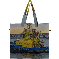 Tugboat Sailing At River, Montevideo, Uruguay Canvas Travel Bag by dflcprintsclothing