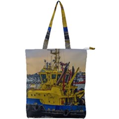 Tugboat Sailing At River, Montevideo, Uruguay Double Zip Up Tote Bag by dflcprintsclothing
