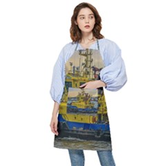 Tugboat Sailing At River, Montevideo, Uruguay Pocket Apron by dflcprintsclothing