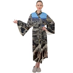 Badlands National Park Nature South Dakota Geology Maxi Velour Kimono by danenraven