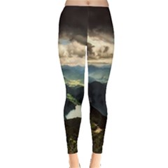 Mountains Sky Clouds Sunset Peak Overlook River Leggings 