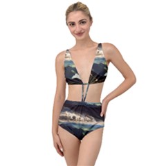 Mountains Sky Clouds Sunset Peak Overlook River Tied Up Two Piece Swimsuit