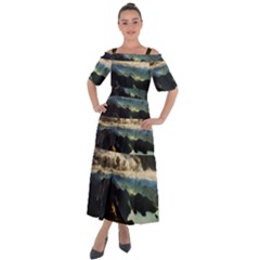 Mountains Sky Clouds Sunset Peak Overlook River Shoulder Straps Boho Maxi Dress  by danenraven