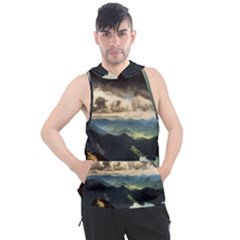 Mountains Sky Clouds Sunset Peak Overlook River Men s Sleeveless Hoodie by danenraven