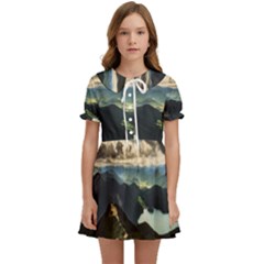 Mountains Sky Clouds Sunset Peak Overlook River Kids  Sweet Collar Dress by danenraven