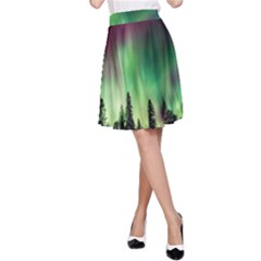 Aurora Borealis Northern Lights Forest Trees Woods A-Line Skirt