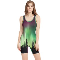 Aurora Borealis Northern Lights Forest Trees Woods Women s Wrestling Singlet