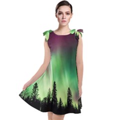 Aurora Borealis Northern Lights Forest Trees Woods Tie Up Tunic Dress