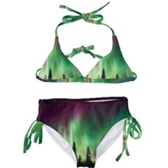 Aurora Borealis Northern Lights Forest Trees Woods Kids  Classic Bikini Set