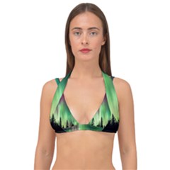 Aurora Borealis Northern Lights Forest Trees Woods Double Strap Halter Bikini Top by danenraven
