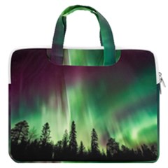 Aurora Borealis Northern Lights Forest Trees Woods Macbook Pro 16  Double Pocket Laptop Bag 