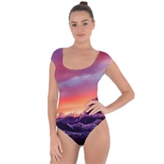 Matterhorn Mountains Sunset Dusk Snow Winter Short Sleeve Leotard  by danenraven