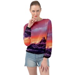 Matterhorn Mountains Sunset Dusk Snow Winter Banded Bottom Chiffon Top by danenraven