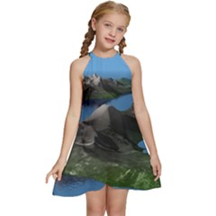 Mountain Landscape Rocky Rocks Geology Scenic Kids  Halter Collar Waist Tie Chiffon Dress by danenraven