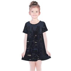 City Night Urban Downtown Science Tower Halo Kids  Simple Cotton Dress by danenraven