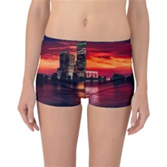 New York City Urban Skyline Harbor Bay Reflections Reversible Boyleg Bikini Bottoms by danenraven