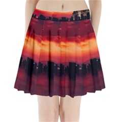 New York City Urban Skyline Harbor Bay Reflections Pleated Mini Skirt by danenraven