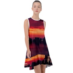 New York City Urban Skyline Harbor Bay Reflections Frill Swing Dress by danenraven