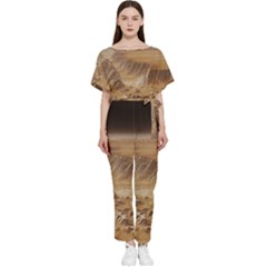 Mars Crater Planet Canyon Cliff Nasa Astronomy Batwing Lightweight Chiffon Jumpsuit by danenraven